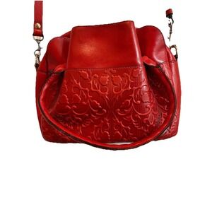 Patricia Nash Michaela Tooled Vine Embossed Leather Purse Lava Red Brand Card